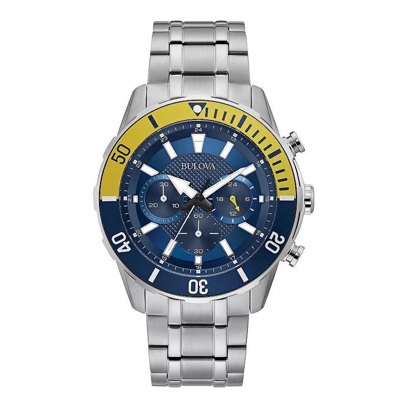 Bulova Mens Stainless Steel Chronograph Watch with Blue Dial - 98A245 Silver Product Image