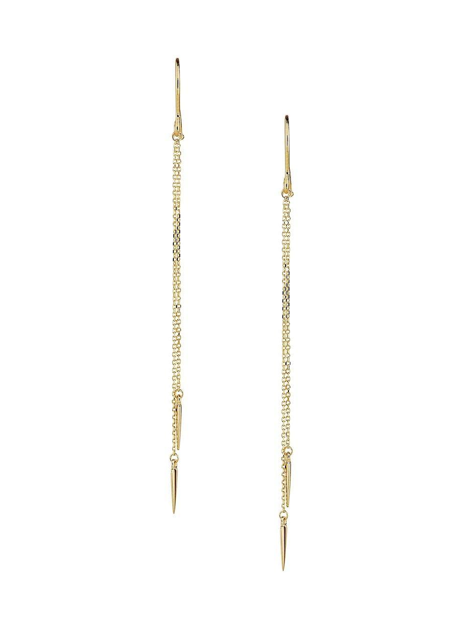 Womens 14K Yellow Gold Sharp Dresser Drop Earrings Product Image