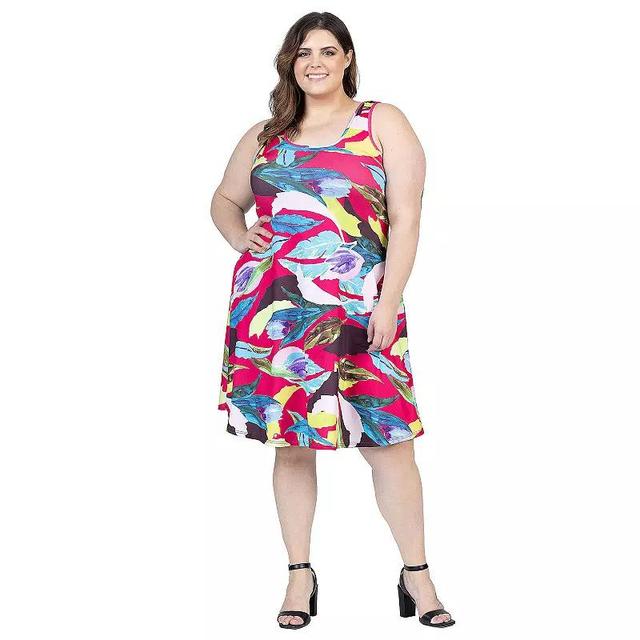 Plus Size 24Seven Comfort Apparel Printed Swing Dress, Womens Product Image