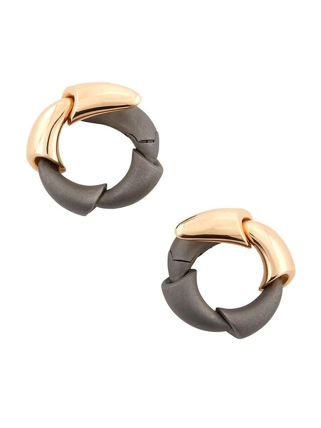 Womens Calla Titanium & 18K Rose Gold Hoop Earrings Product Image