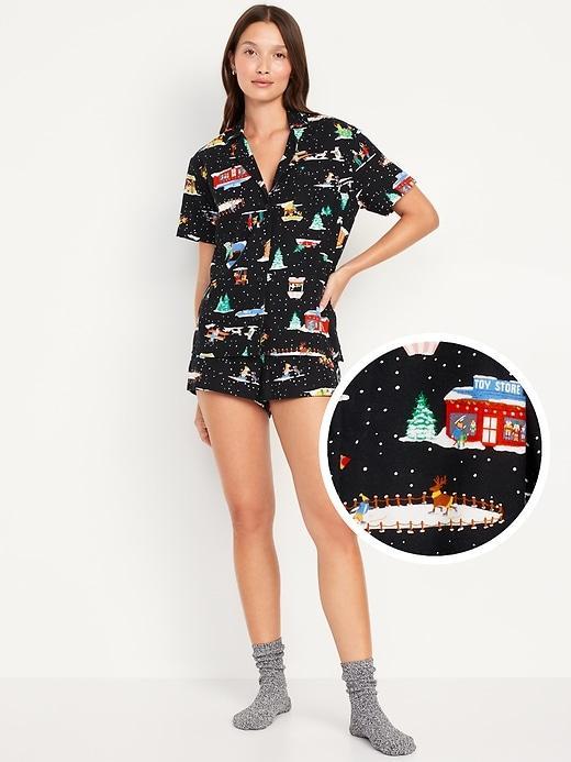 Flannel Pajama Short Set for Women Product Image