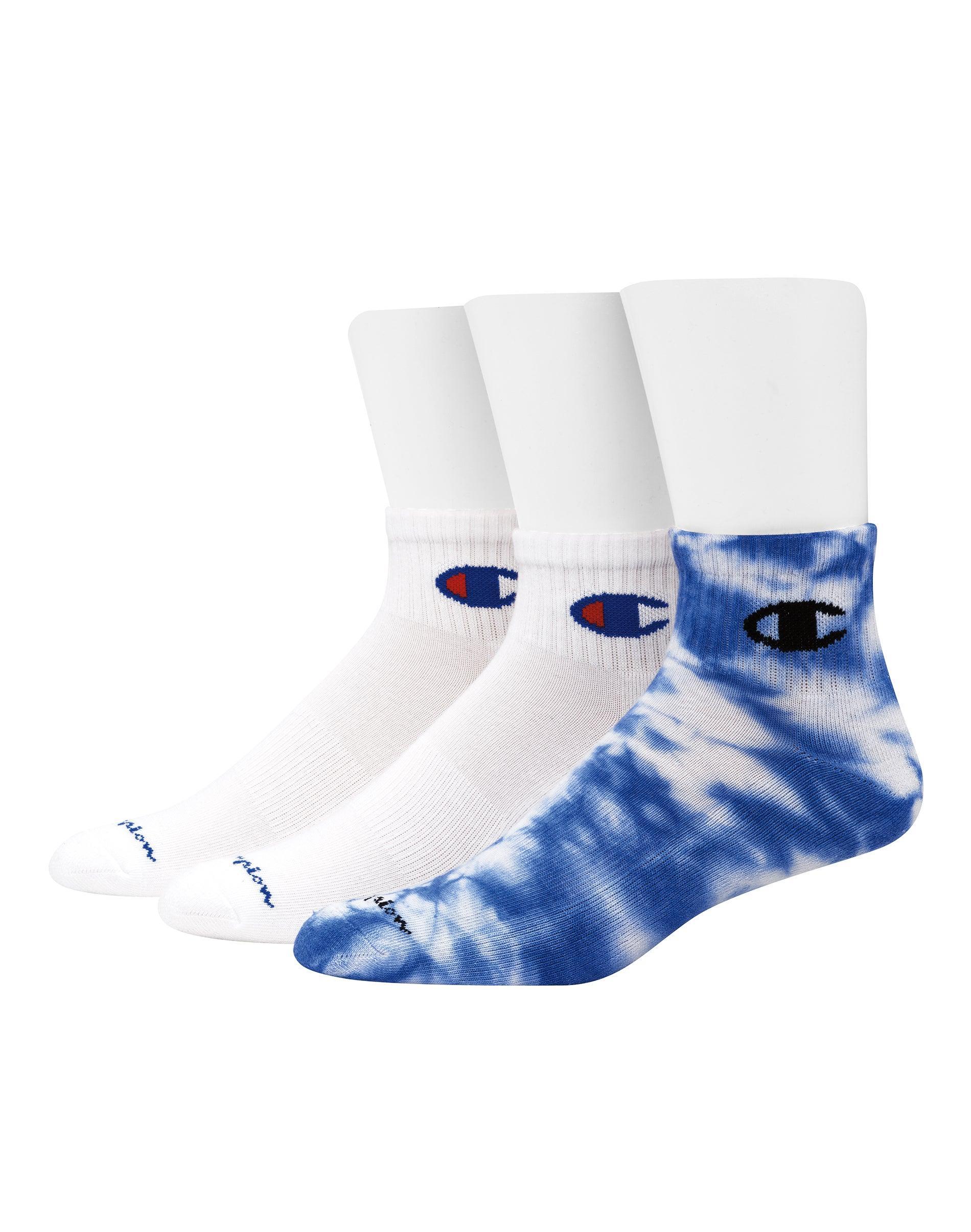 Champion Mens Ankle Socks, Tie-Dye Asst., 3-Pairs Dark Grey Tie Dye Assorted 6-12 Product Image