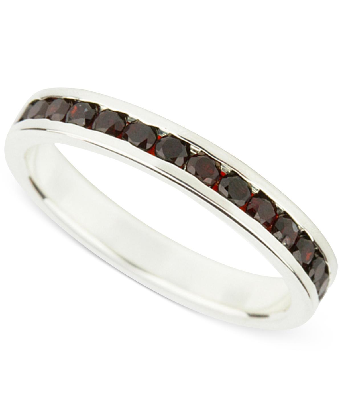 Traditions Jewelry Company Sterling Silver Channel-Set Garnet Birthstone Ring, Womens Red Product Image