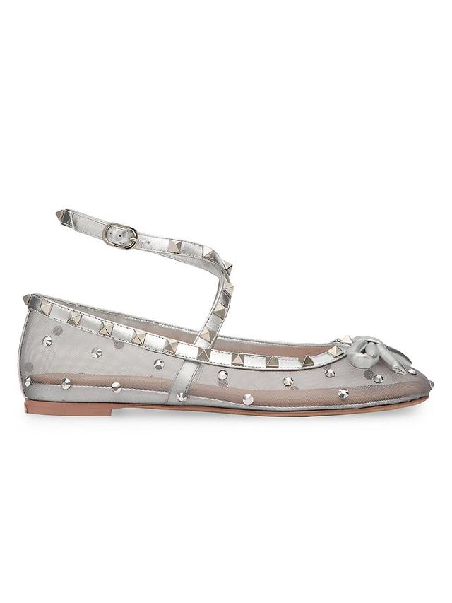 Womens Rockstud Mesh Ballerina with Crystals Product Image
