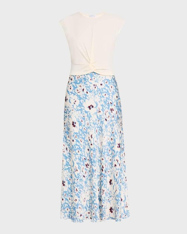 Rosabeth Short-Sleeve Floral Combo Midi Dress Product Image