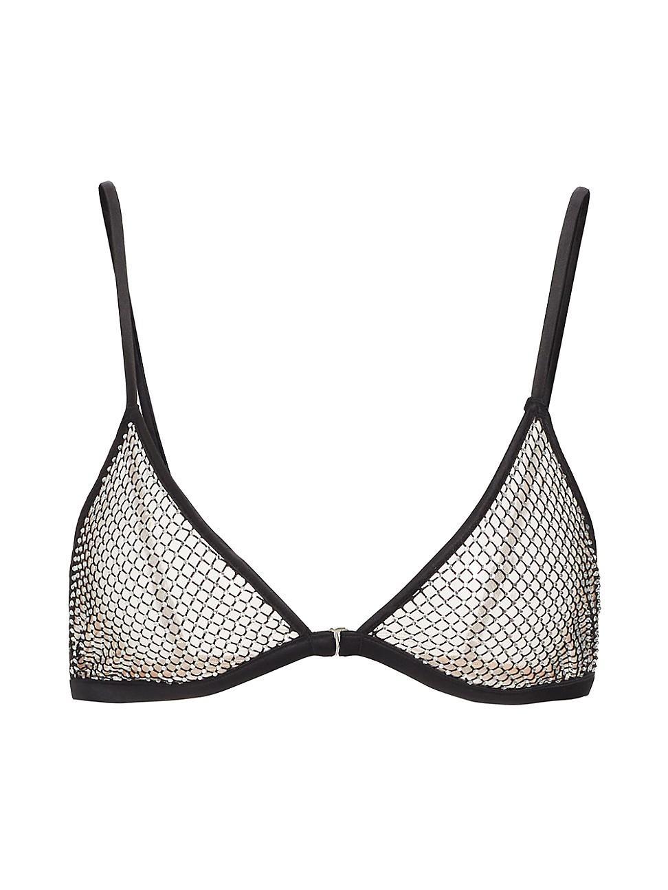 Womens Rhinestone Fishnet Triangle Bra Product Image