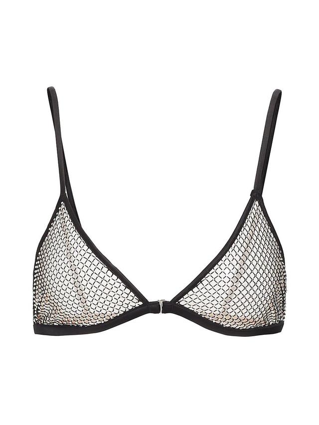 Womens Rhinestone Fishnet Triangle Bra Product Image