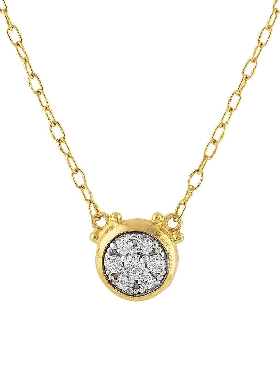 Womens 18-24K Yellow Gold, Sterling Silver & Diamond Cluster Pendant Necklace Product Image