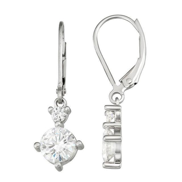 Charles & Colvard 3/4 Ct. T.w. Lab Created Moissanite Leverback Earrings In 14K White Gold Product Image