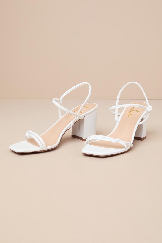 Karema White Knotted Ankle Strap High Heel Sandals product image