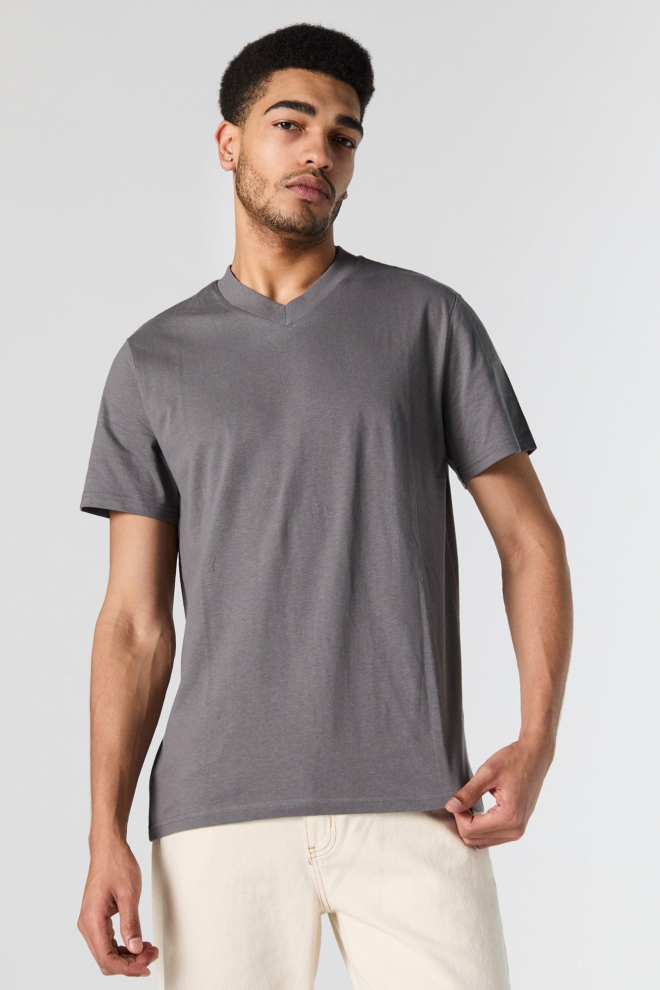 Solid V-Neck T-Shirt Male Product Image