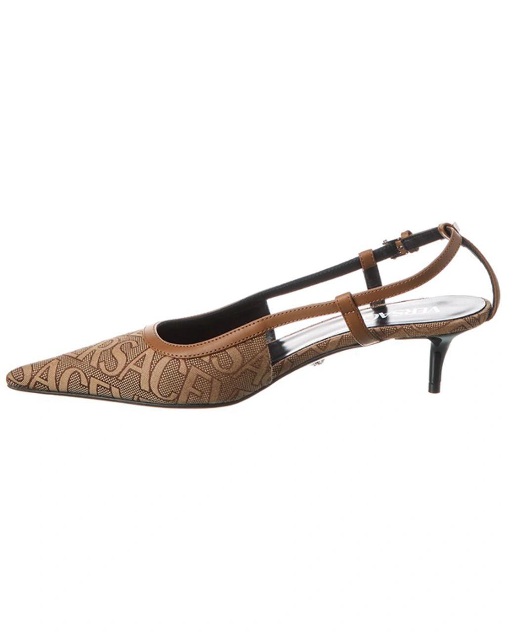 45mm Monogram Canvas Slingback Pumps In Beige Product Image