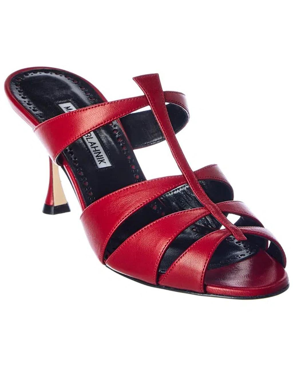 MANOLO BLAHNIK Nooramu 70 Leather Sandal In Red Product Image