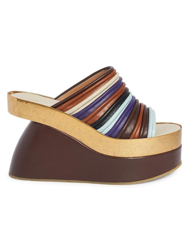 Womens 60MM Leather Wedge Sandals Product Image