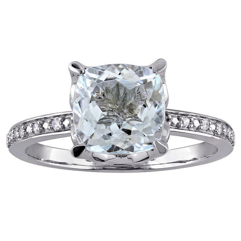 Stella Grace 10k White Gold Aquamarine & Diamond Accent Fashion Ring, Womens 10k Whgold Product Image