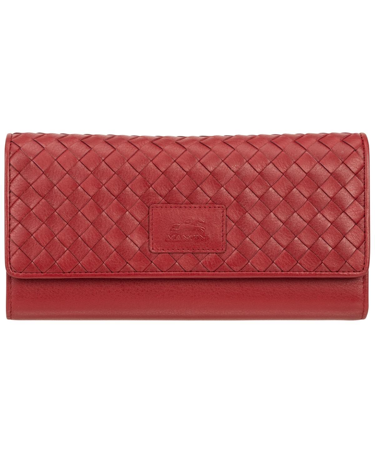 Mancini Womens Basket Weave Collection Rfid Secure Quadruple Fold Wallet Product Image