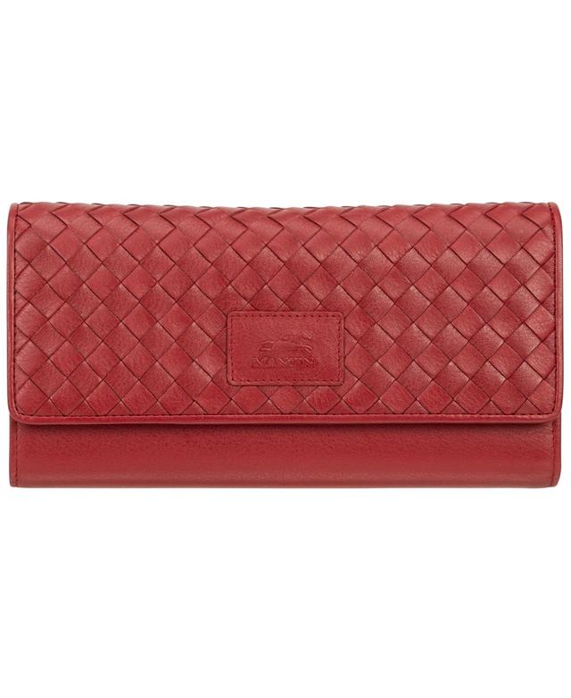 Mancini Womens Basket Weave Collection Rfid Secure Quadruple Fold Wallet Product Image