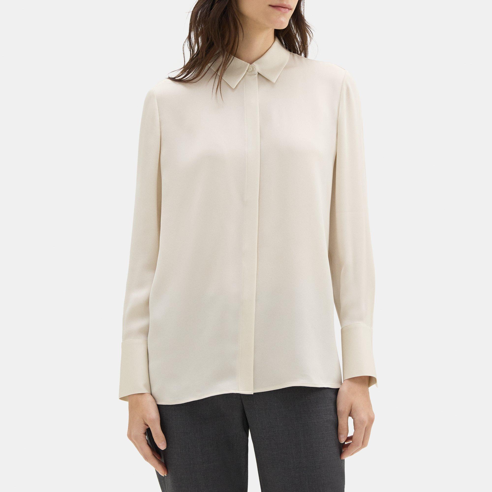 Silk Georgette Relaxed Shirt | Theory Outlet Product Image