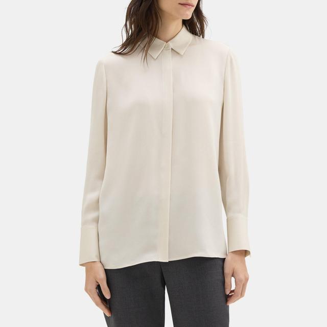 Silk Georgette Relaxed Shirt | Theory Outlet Product Image