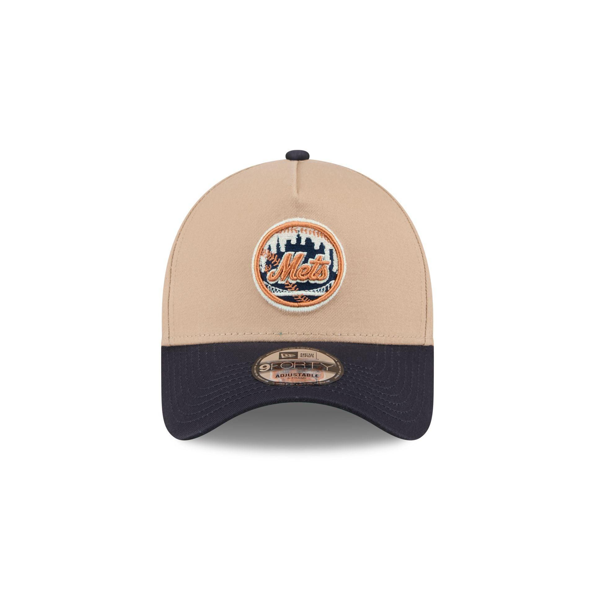 New York Mets Beige Khaki 9FORTY A-Frame Snapback Hat Male Product Image