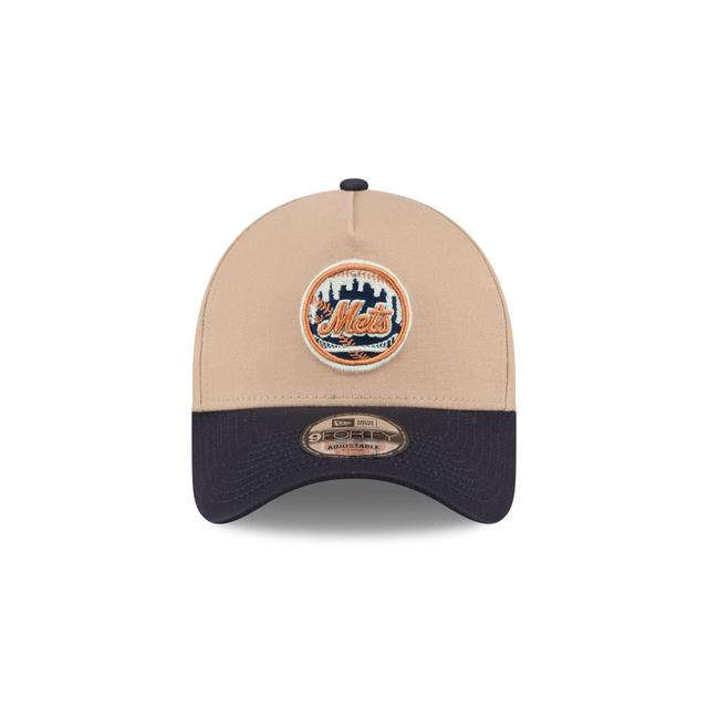 New York Mets Beige Khaki 9FORTY A-Frame Snapback Hat Male Product Image