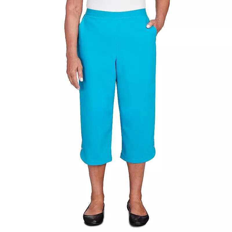 Womens Alfred Dunner Button Hem Pull-On Capri Pants Turq/Blue Product Image