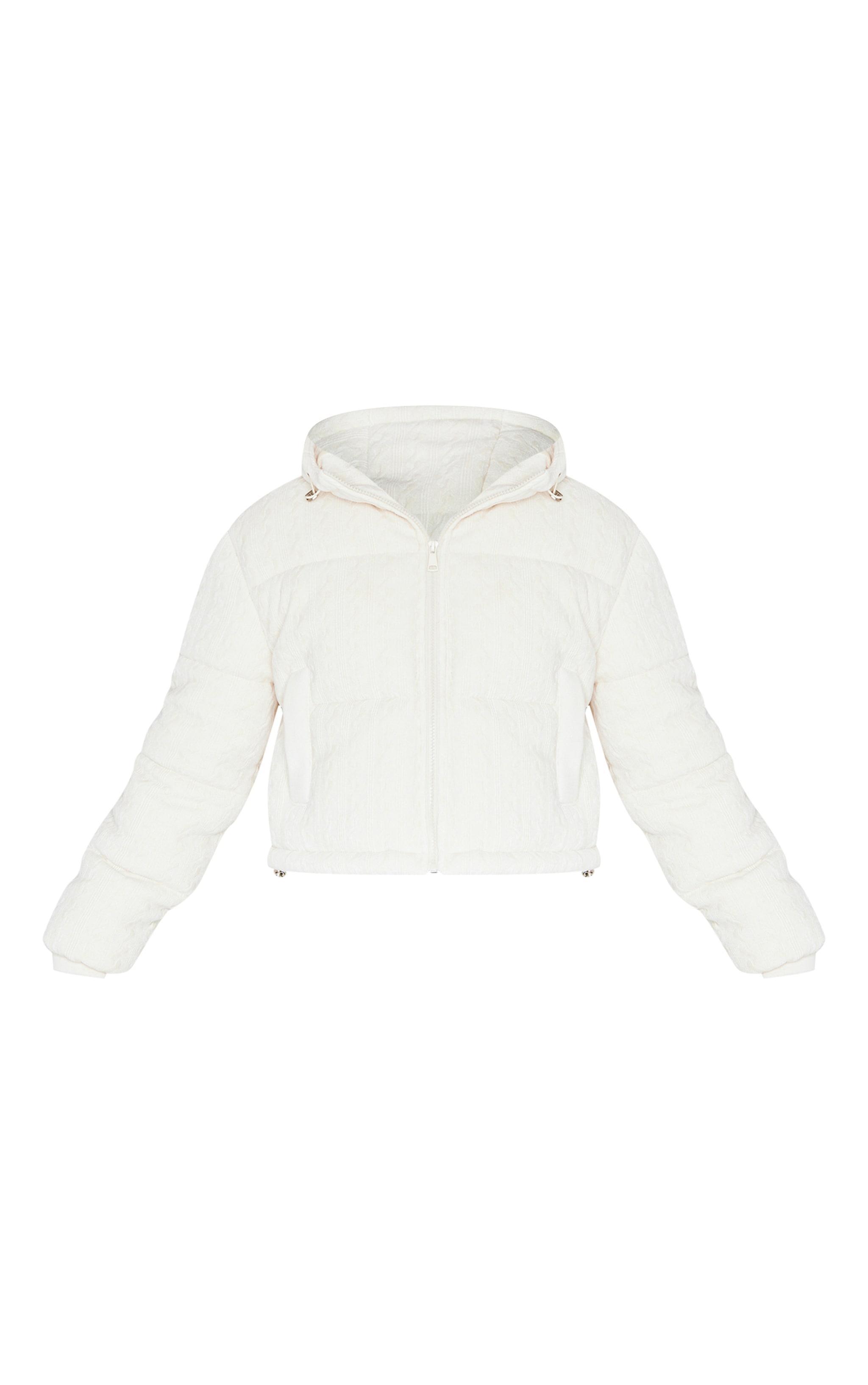 Oatmeal Cable Knit Puffer Coat Product Image