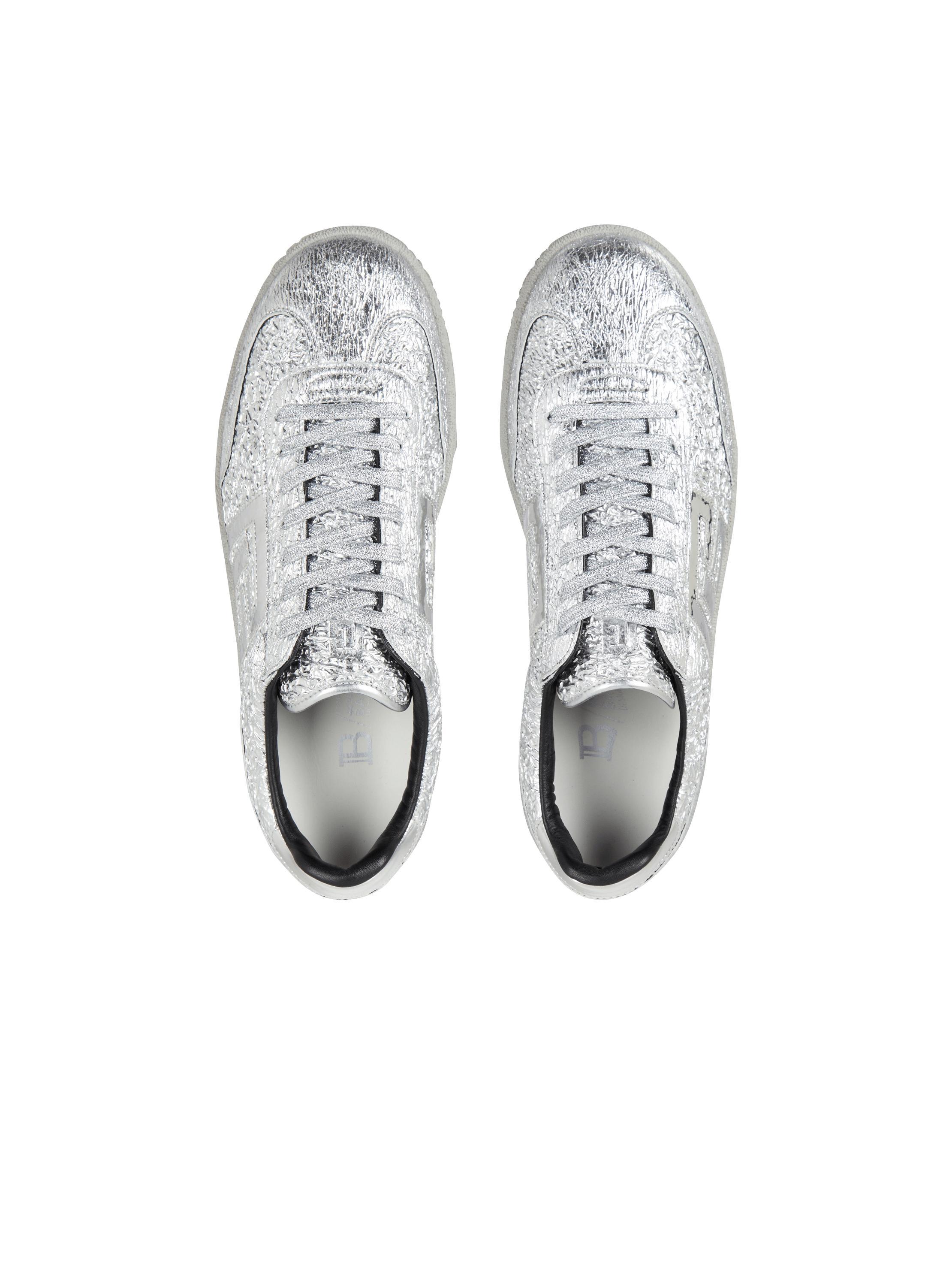 Balmain Swan silver leather sneakers Product Image