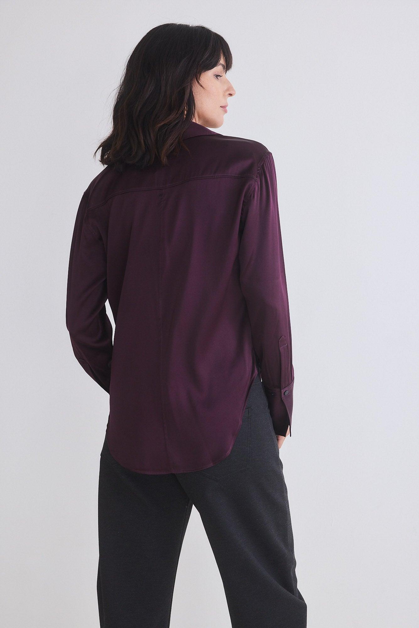 Shift Your Gaze Silk Button Down Blouse Product Image