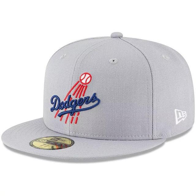 Mens New Era Gray Los Angeles Dodgers Cooperstown Collection Logo 59FIFTY Fitted Hat Product Image