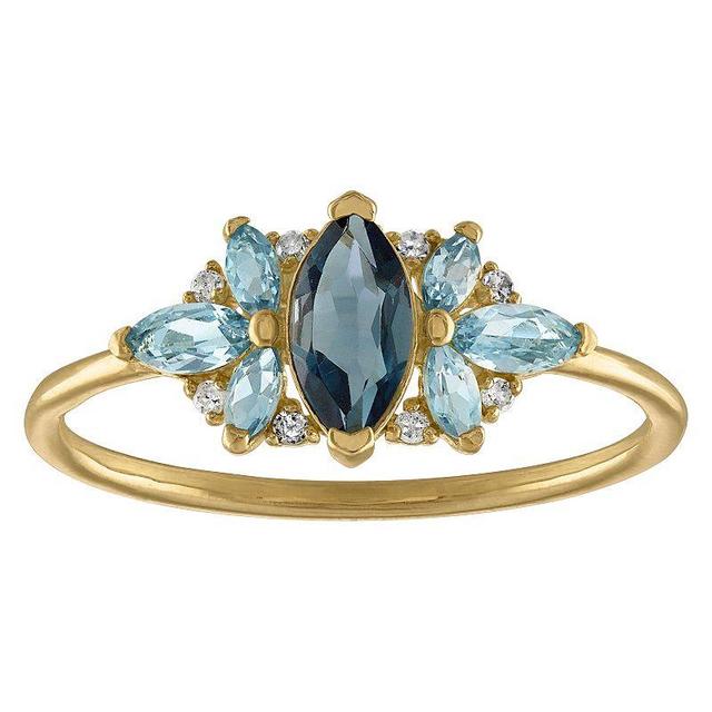 Tiara 10k Gold Blue Topaz & Diamond Accent Ring, Womens Yellow Product Image