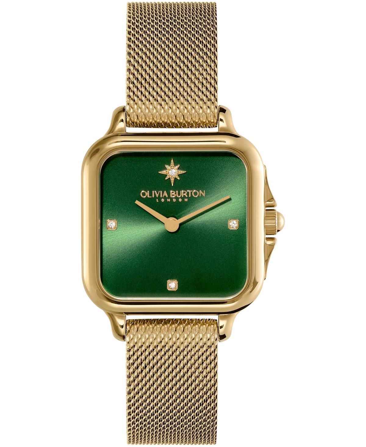 Olivia Burton Womens Grosvenor Green  Gold Mesh Bracelet Watch Product Image