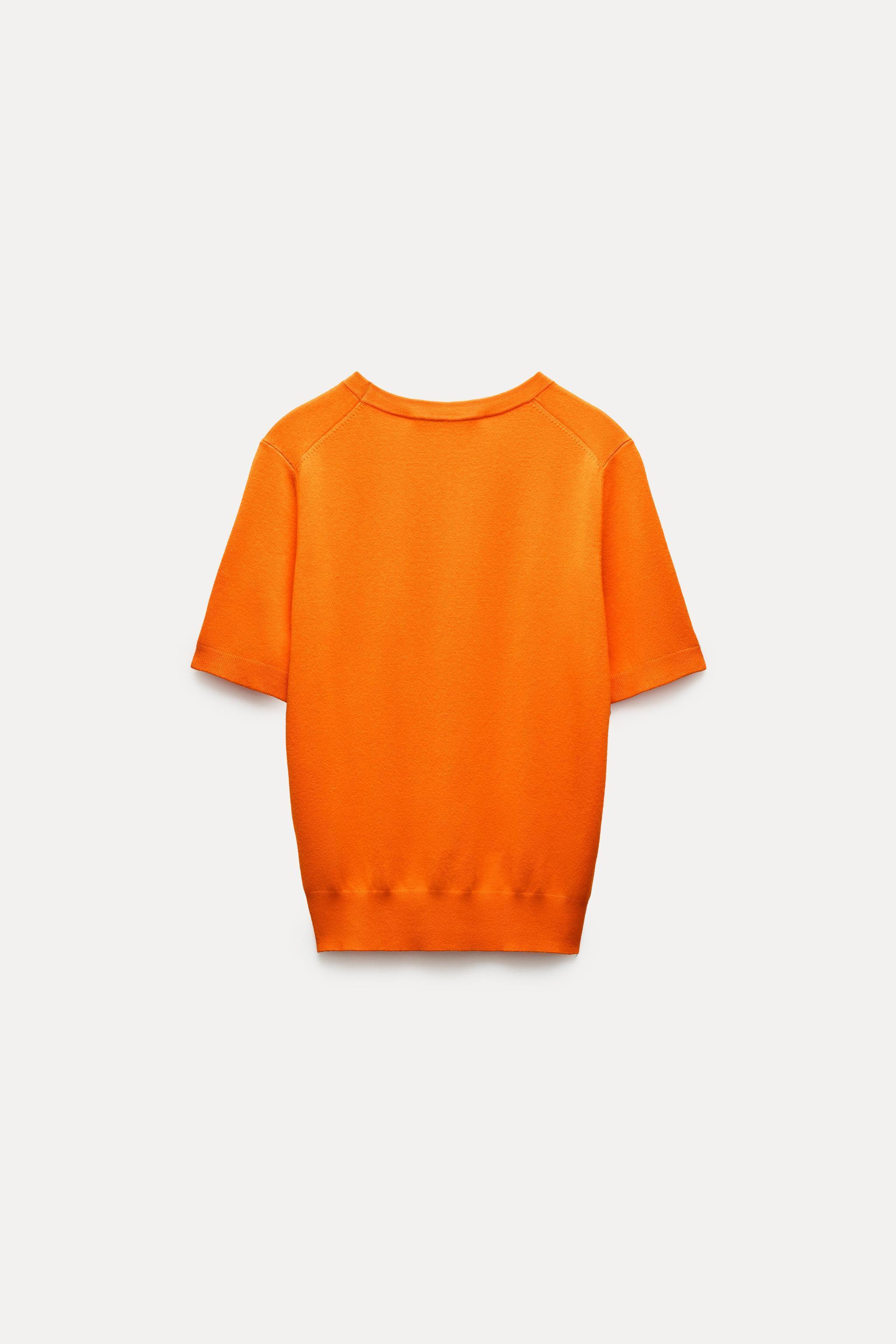 PLAIN KNIT SHORT SLEEVE BASIC TOP Product Image