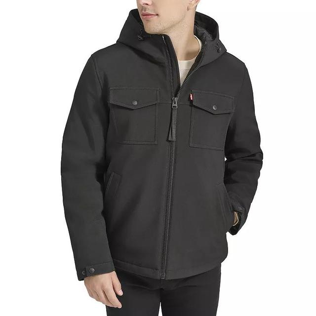 Mens Levis Soft Shell Quilt Lined Hooded Storm Coat Product Image