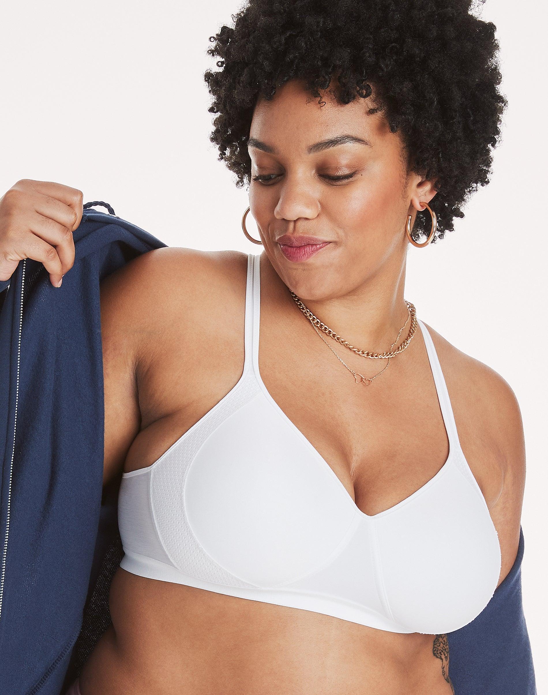 Hanes X-Temp Womens Wireless T-Shirt Bra White L Product Image