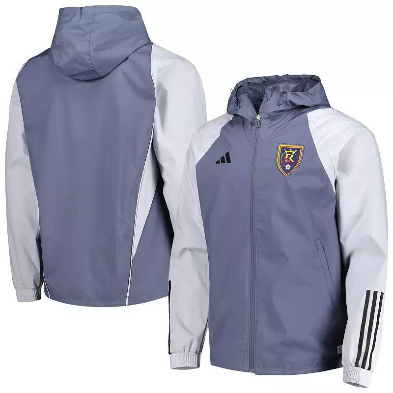 Mens adidas Charcoal Real Salt Lake All-Weather Raglan Hoodie Full-Zip Jacket Grey Product Image