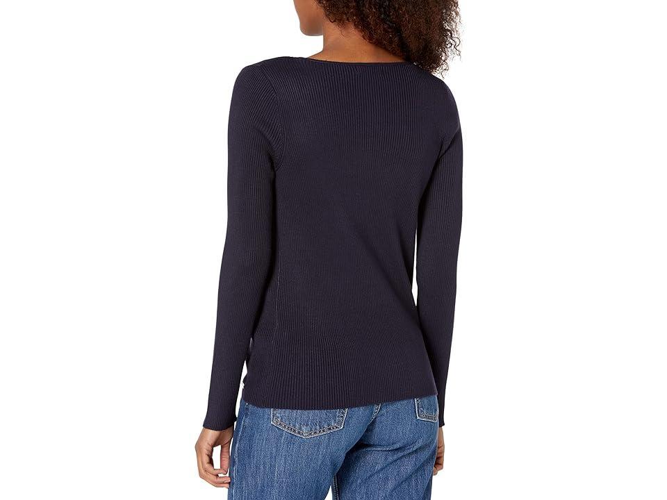 Calvin Klein Long Sleeve with Cutout At Front (Twilight) Women's Clothing Product Image