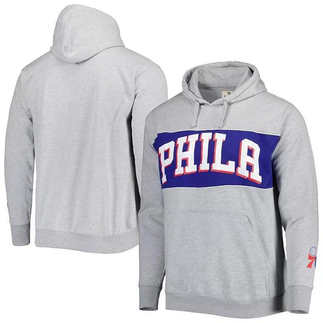 Mens Fanatics Branded Heather Gray Philadelphia 76ers Wordmark French Terry Pullover Hoodie Product Image