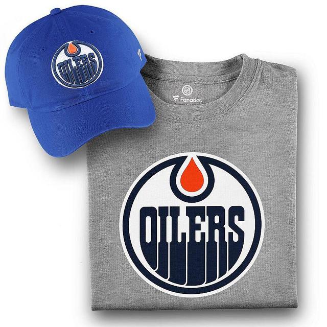 Mens Fanatics Royal/Gray Edmonton Oilers T-Shirt and Hat Bundle Product Image