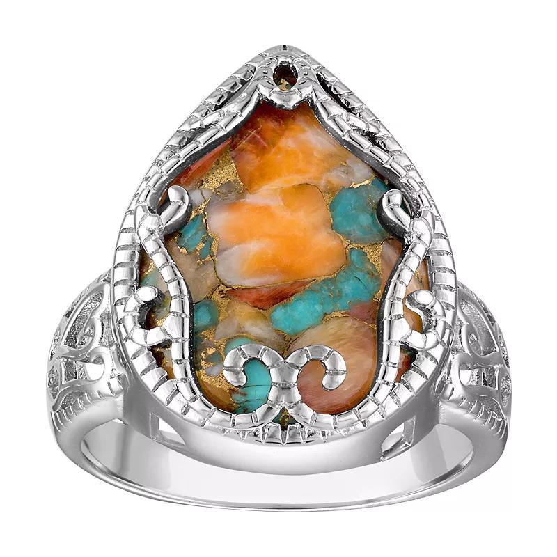 Designs by Gioelli Sterling Silver Blue Oyster Turquoise Ring, Womens Product Image