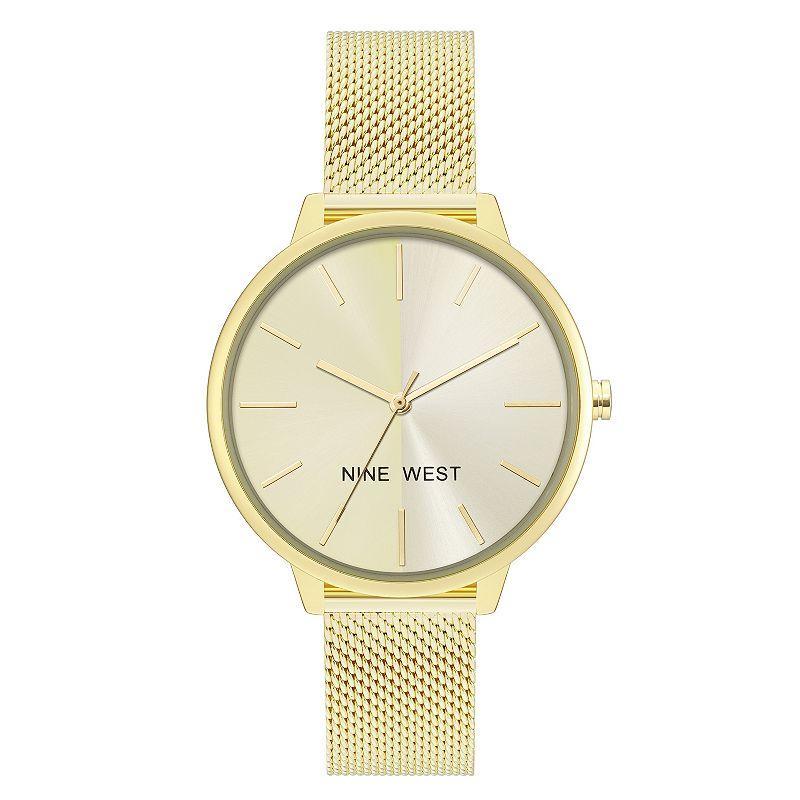 Nine West Womens Quartz Gold-Tone Stainless Steel Mesh Band Watch, 40mm Product Image