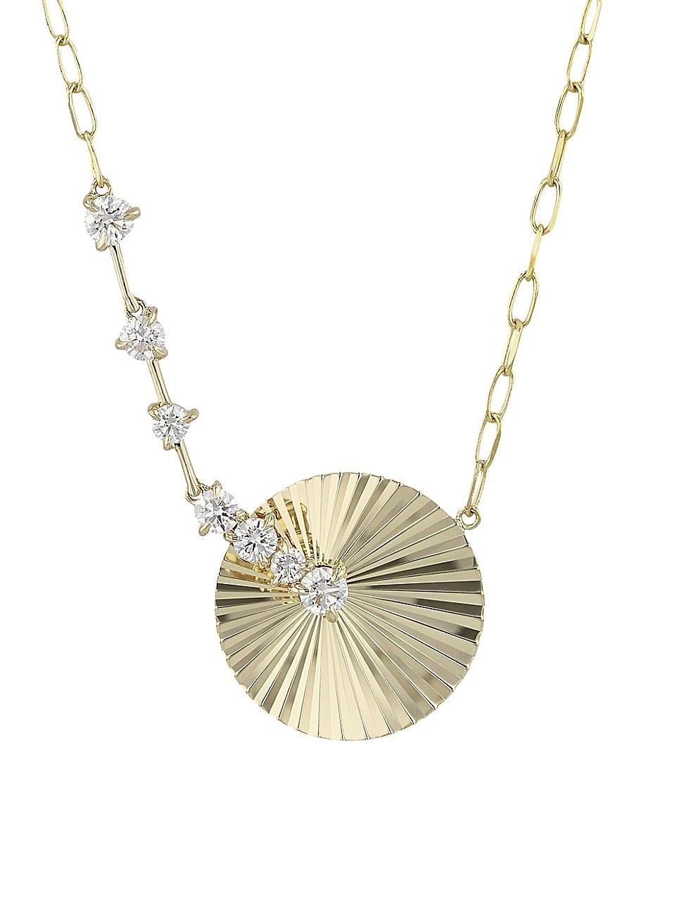 Womens Aura Latch 14K Yellow Gold & Diamond Offset Pendant Necklace Product Image