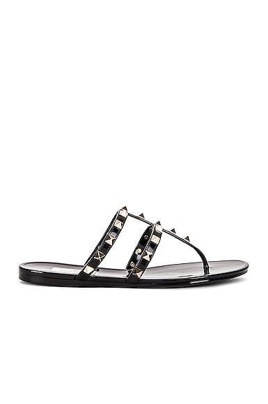 Valentino Garavani Summer Rockstud PVC Thong Sandal in Black Product Image