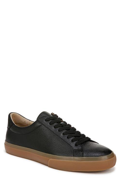 VINCE Men's Fulton Leather Low-top Sneakers In Black Tumb Product Image