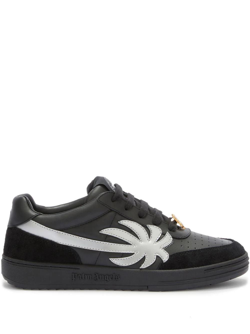 PALM ANGELS Palm Beach University Leather Sneakers In Black Product Image