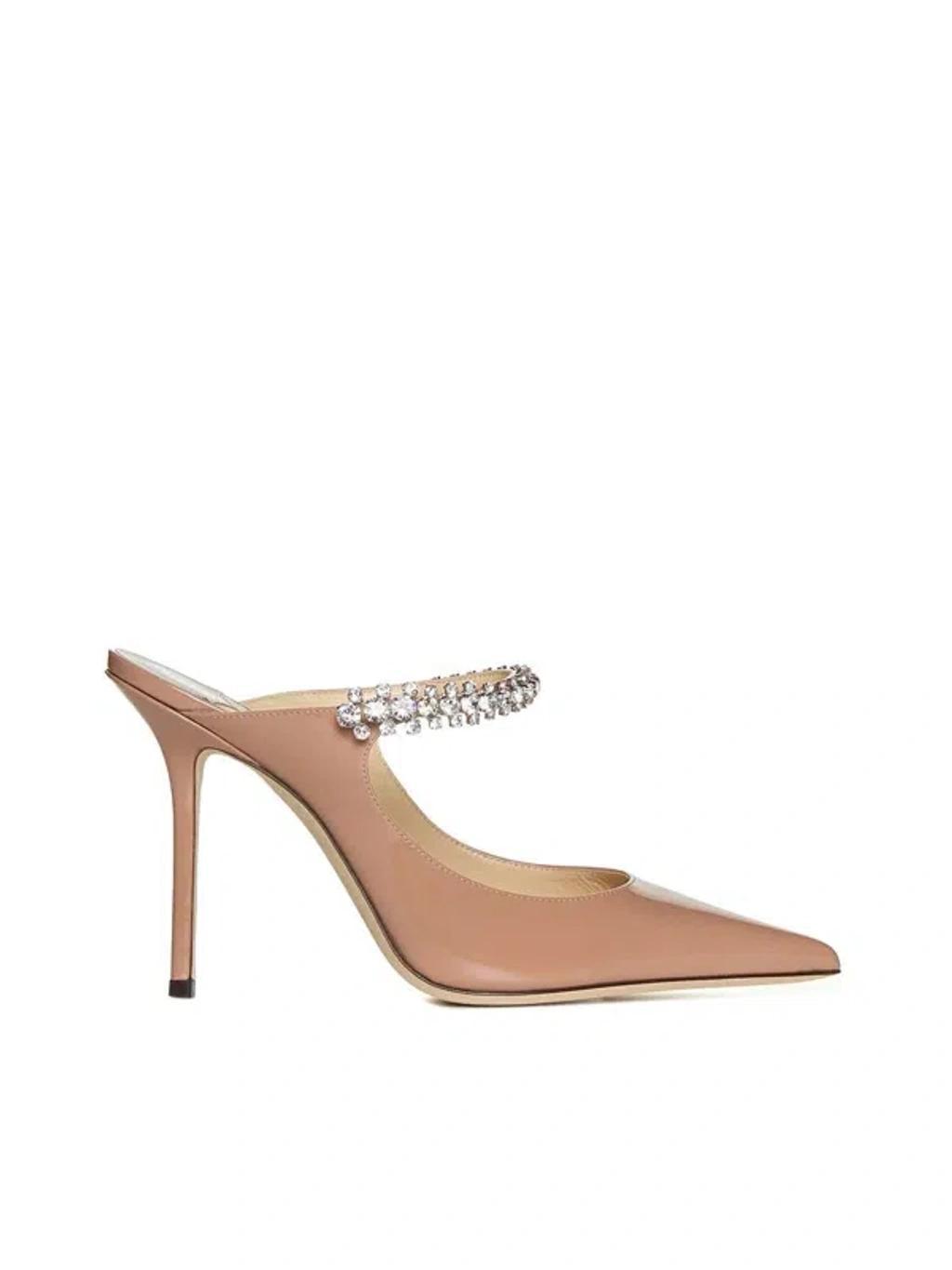 JIMMY CHOO Bing 100 Crystal-embellished Patent-leather Mules In Ballet Pink Product Image