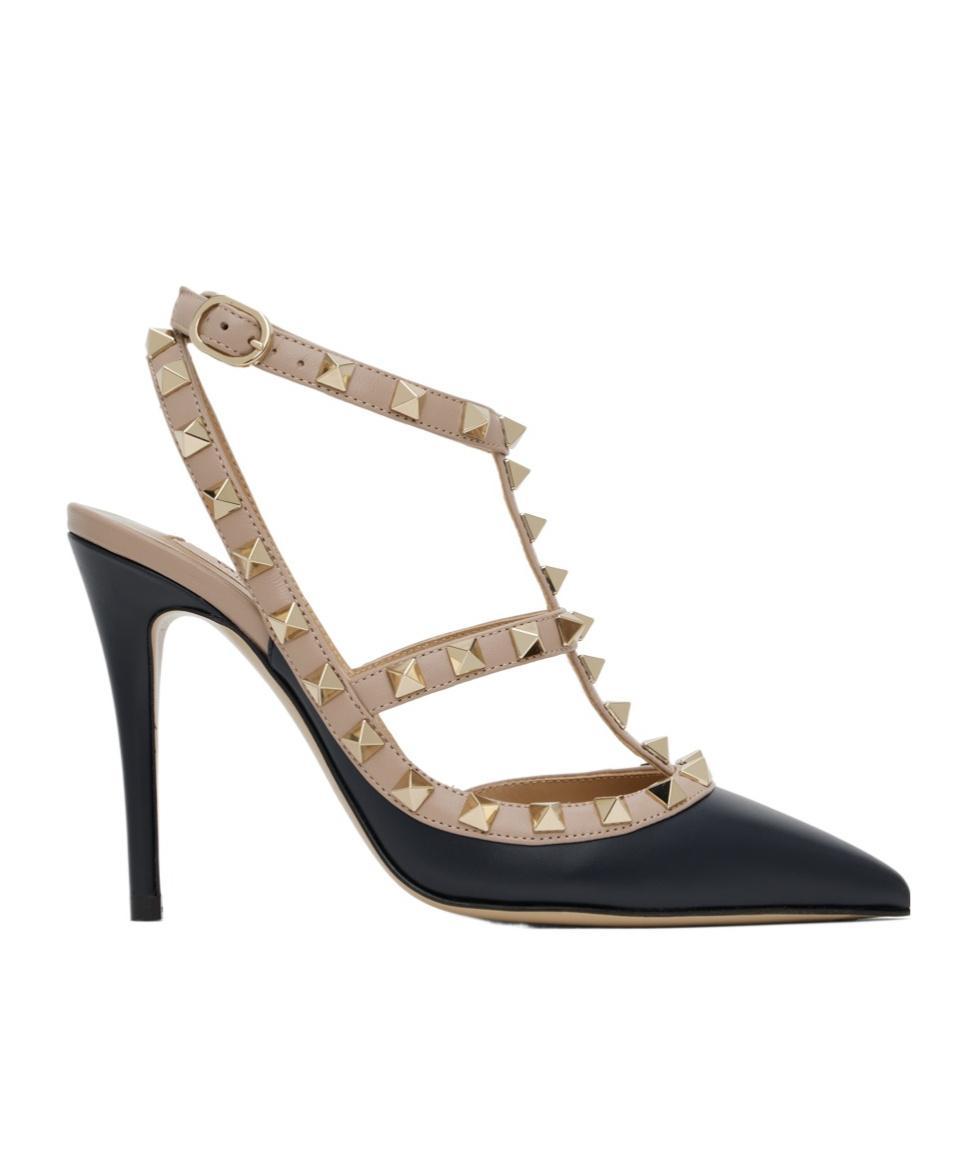 VALENTINO GARAVANI Rivet Pointed High Heels In Nude product image