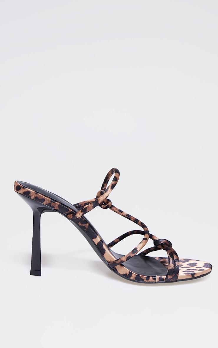 Leopard Satin Round Toe Heeled Mules Product Image