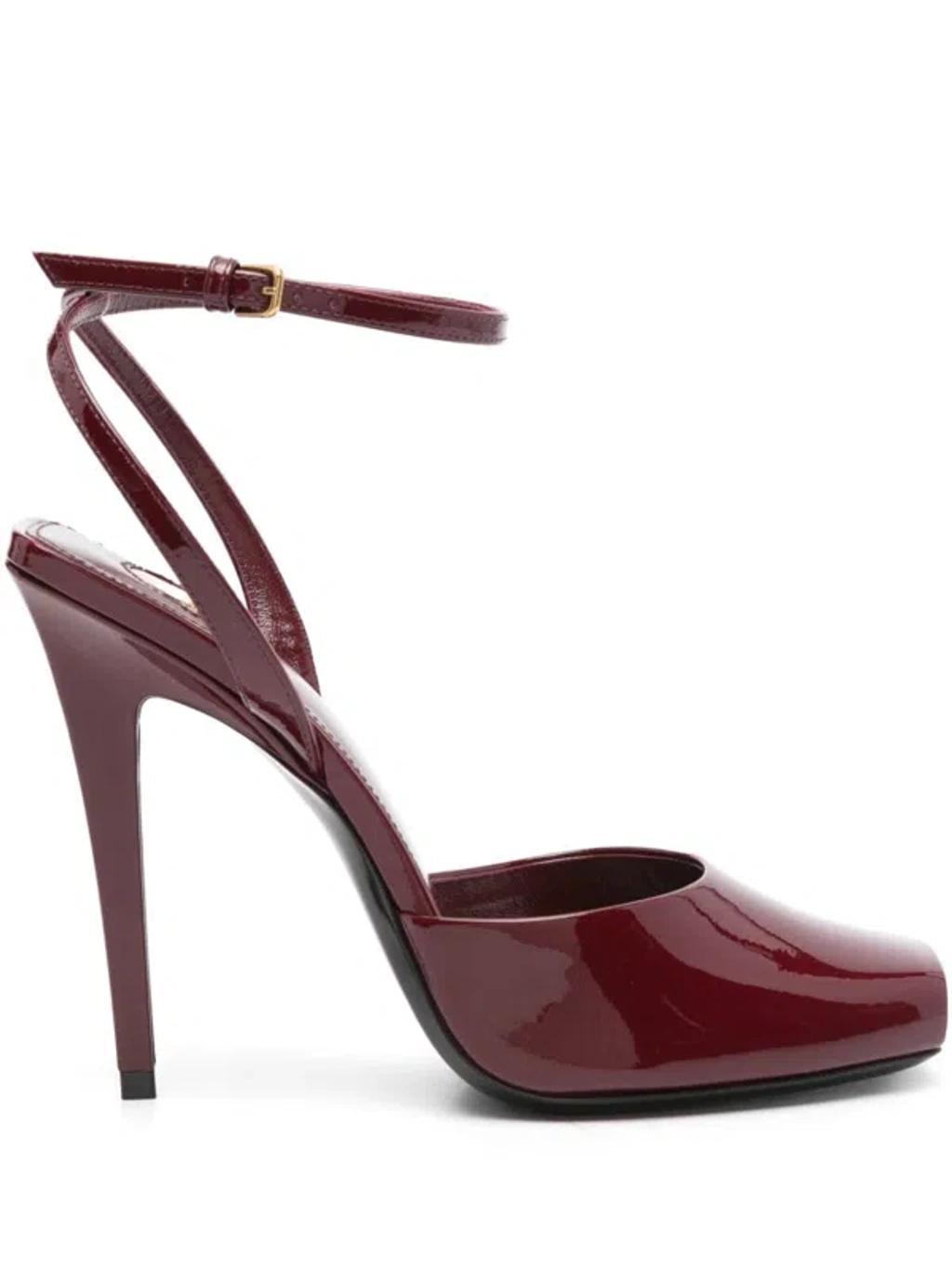 SAINT LAURENT Orhand Peep Toe Pump In Red Product Image