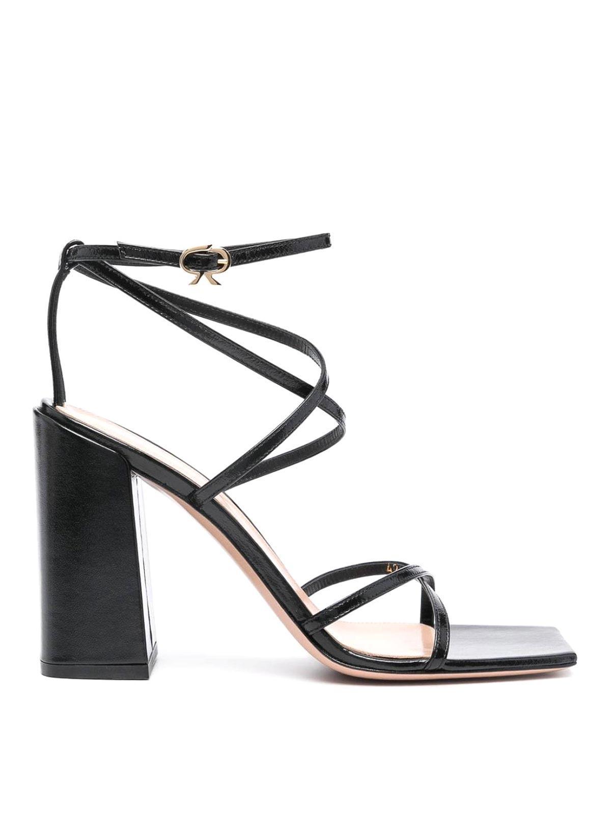 Nuit Leather Heel Sandals In Black Product Image